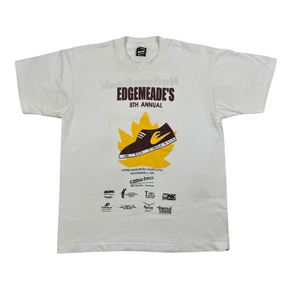 Vintage 1995 Edgemeade's 10K Run Maryland T Shirt Single Stitch FOTL Best USA